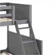 Pemberly Row Twin Over Full Solid Wood Bunk Bed Frame for Kids in Gray