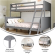 Pemberly Row Twin Over Full Solid Wood Bunk Bed Frame for Kids in Gray