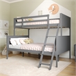 Pemberly Row Twin Over Full Solid Wood Bunk Bed Frame for Kids in Gray