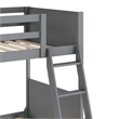 Pemberly Row Twin Over Twin Solid Wood Bunk Bed Frame for Kids in Gray