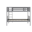 Pemberly Row Twin Over Twin Solid Wood Bunk Bed Frame for Kids in Gray