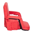 Pemberly Row Extra Wide Reclining Backpack Stadium Chair with Armrests in Red
