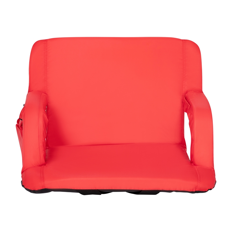 Pemberly Row Extra Wide Reclining Backpack Stadium Chair with Armrests in Red