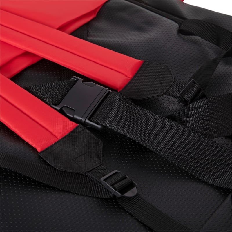Pemberly Row Extra Wide Reclining Backpack Stadium Chair with Armrests in Red