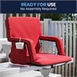 Pemberly Row 2 Pack Reclining Backpack Padded Stadium Chairs with Armrests - Red