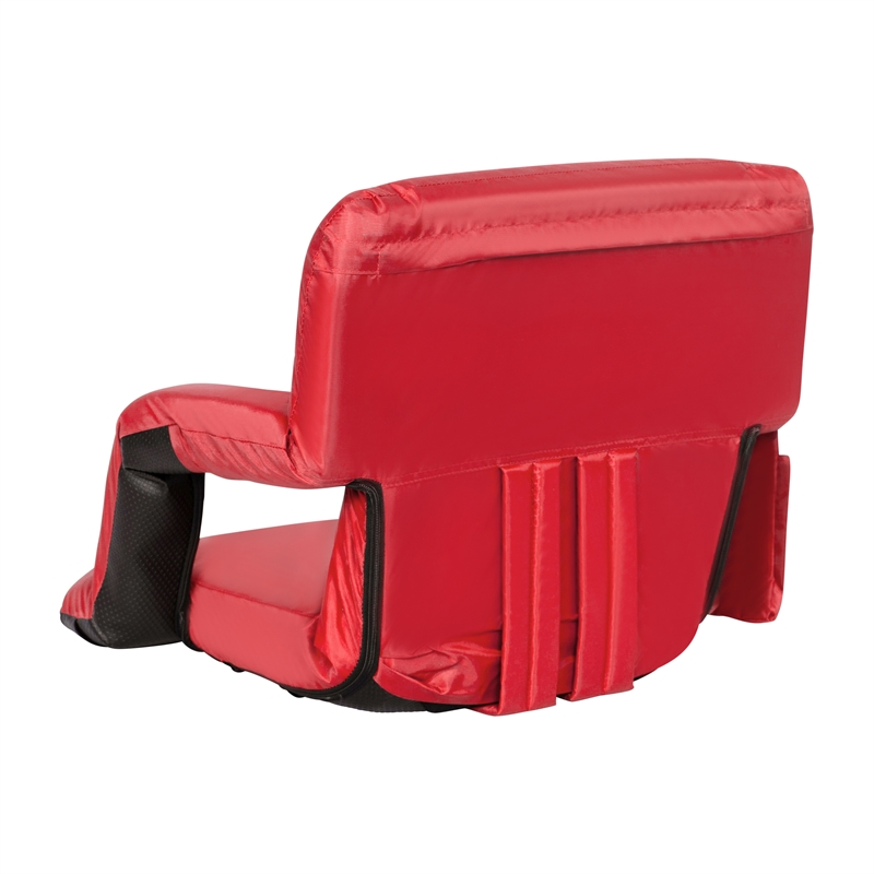 Pemberly Row Backpack Reclining Padded Stadium Chairs with Armrests in Red