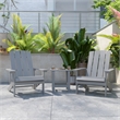 Pemberly Row Indoor/Outdoor Adirondack Side Table and 2 Chair Set in Gray