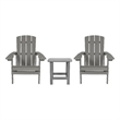 Pemberly Row Indoor/Outdoor Adirondack Side Table and 2 Chair Set in Gray