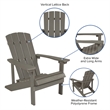 Pemberly Row Indoor/Outdoor Adirondack Side Table and 2 Chair Set in Gray