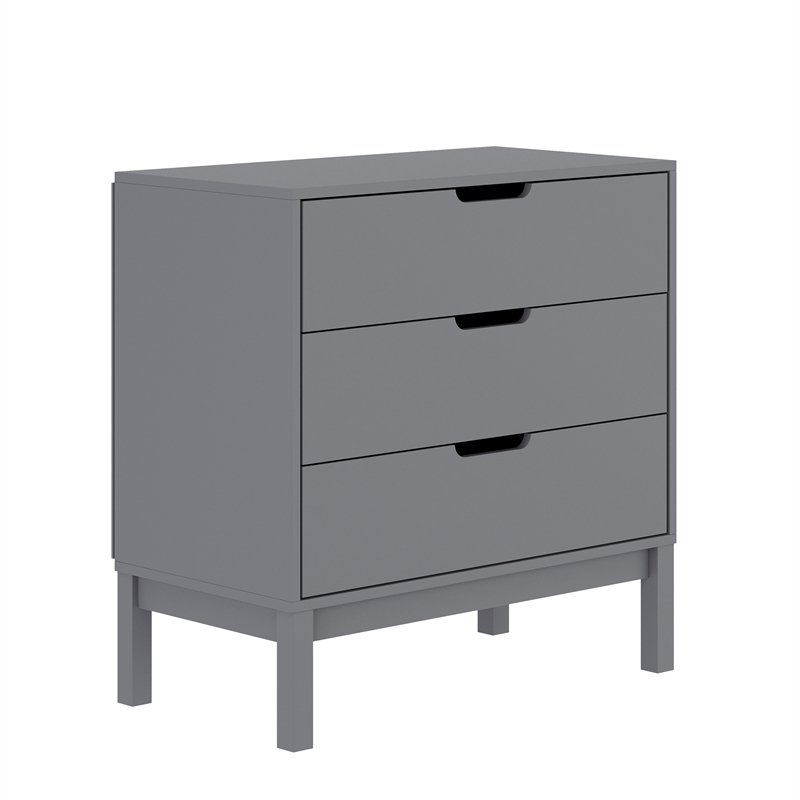 Pemberly Row 3-Drawer Kids Dresser with Smooth Bearing Slides in Gray