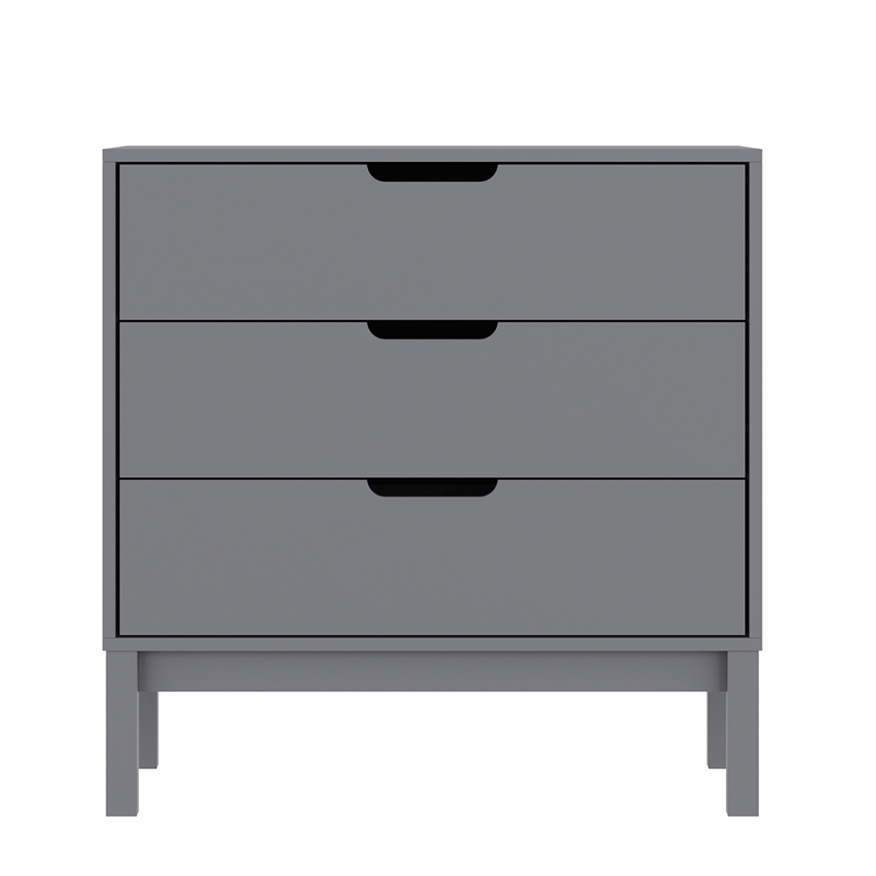 Pemberly Row 3-Drawer Kids Dresser with Smooth Bearing Slides in Gray