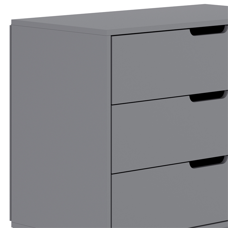 Pemberly Row 3-Drawer Kids Dresser with Smooth Bearing Slides in Gray