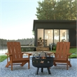 Pemberly Row Star and Moon Fire Pit with Cover and 2 Teak Adirondack Chairs