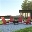 Pemberly Row Star and Moon Fire Pit with Cover and 4 Red Adirondack Chairs