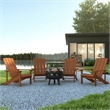 Pemberly Row Star and Moon Fire Pit with Cover and 4 Teak Adirondack Chairs