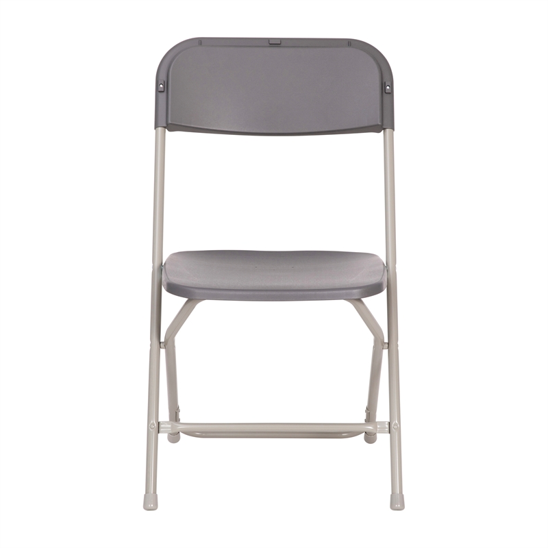 Pemberly Row Wide and Tall Gray Plastic Folding Chairs Set of 4