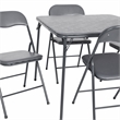 Pemberly Row 5 Piece Folding Card Table & Chair Set with Upholstered Top in Gray