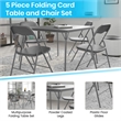 Pemberly Row 5 Piece Folding Card Table & Chair Set with Upholstered Top in Gray