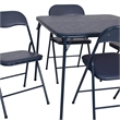 Pemberly Row 5 Piece Folding Card Table & Chair Set with Upholstered Top in Navy