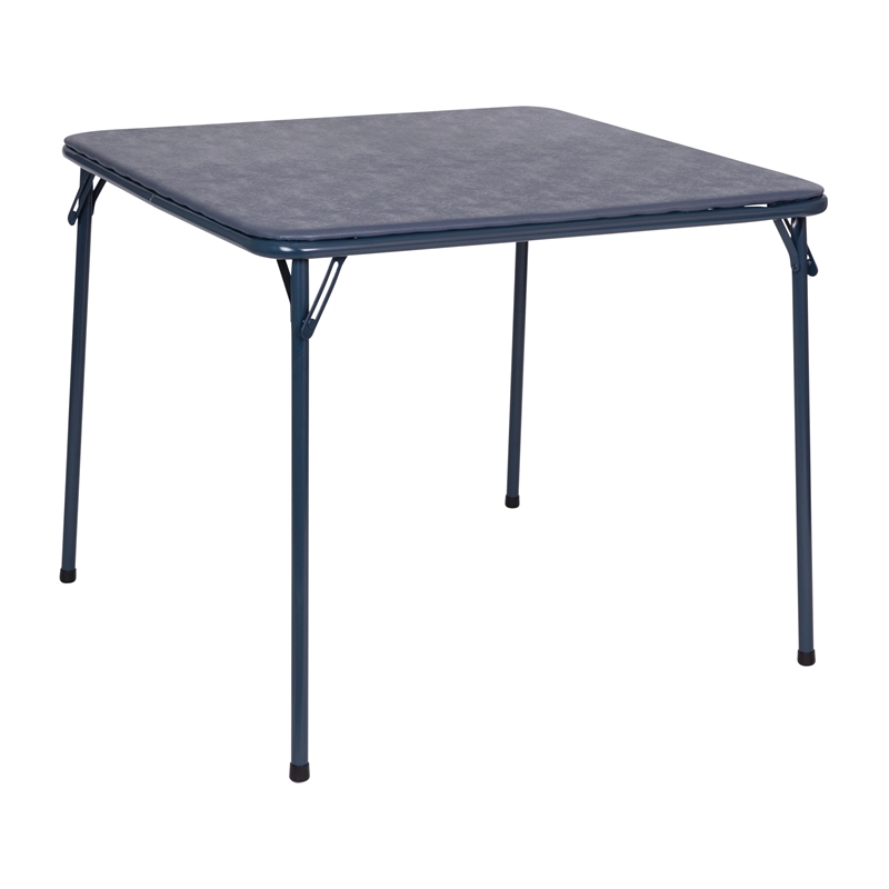 Pemberly Row 5 Piece Folding Card Table & Chair Set with Upholstered Top in Navy