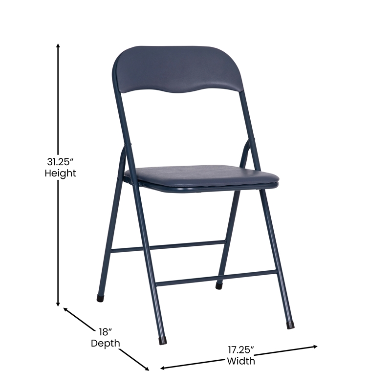 Pemberly Row 5 Piece Folding Card Table & Chair Set with Upholstered Top in Navy