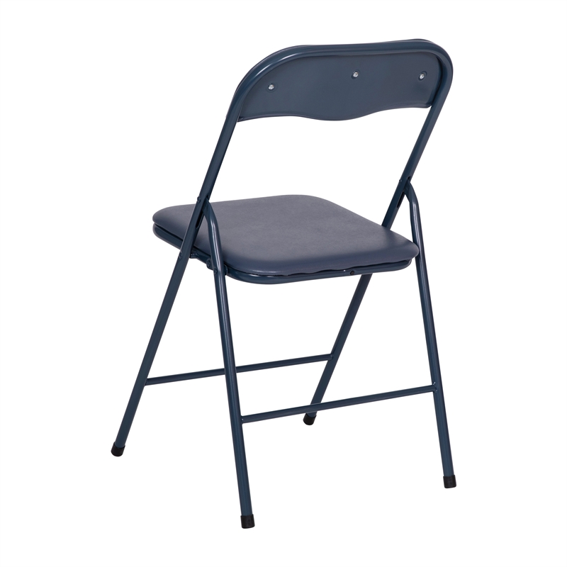 Pemberly Row 5 Piece Folding Card Table & Chair Set with Upholstered Top in Navy