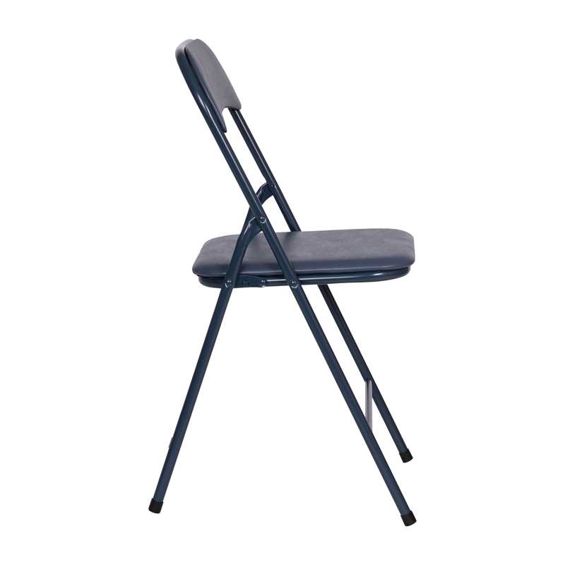 Pemberly Row 5 Piece Folding Card Table & Chair Set with Upholstered Top in Navy