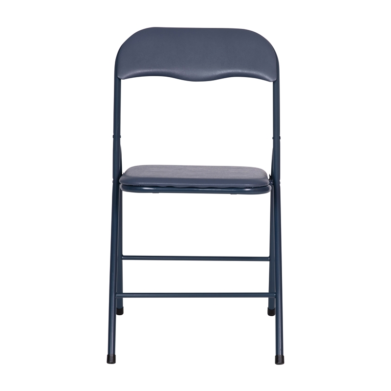 Pemberly Row 5 Piece Folding Card Table & Chair Set with Upholstered Top in Navy