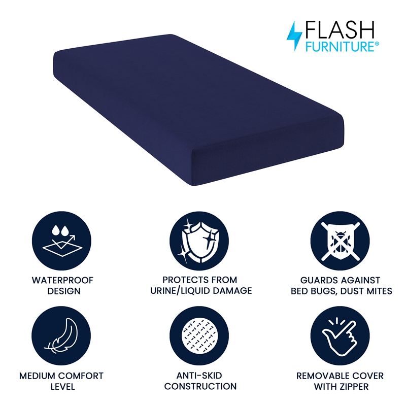 Pemberly Row Memory Foam Twin XL Cooling Mattress with Zippered Cover in Blue