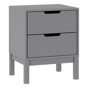 Pemberly Row Kids Solid Wood Nightstand with 2 Storage Drawers in Gray