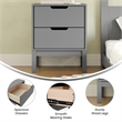 Pemberly Row Kids Solid Wood Nightstand with 2 Storage Drawers in Gray