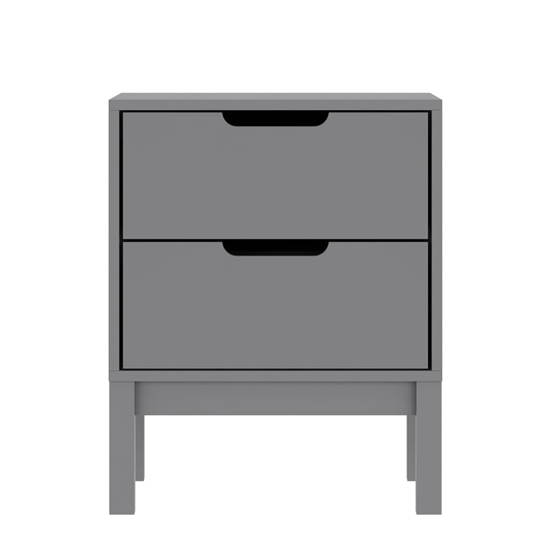 Pemberly Row Kids Solid Wood Nightstand with 2 Storage Drawers in Gray
