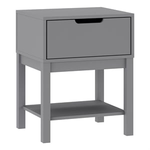 Pemberly Row Kids Nightstand with Storage Drawer and Shelf in Gray