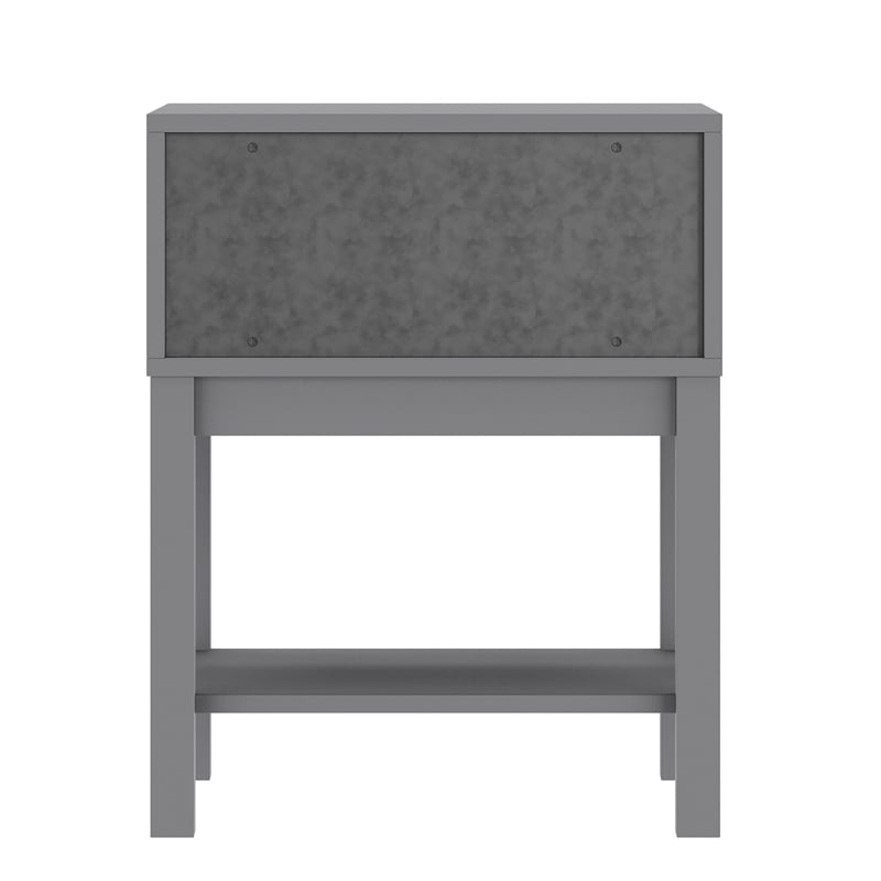 Pemberly Row Kids Nightstand with Storage Drawer and Shelf in Gray