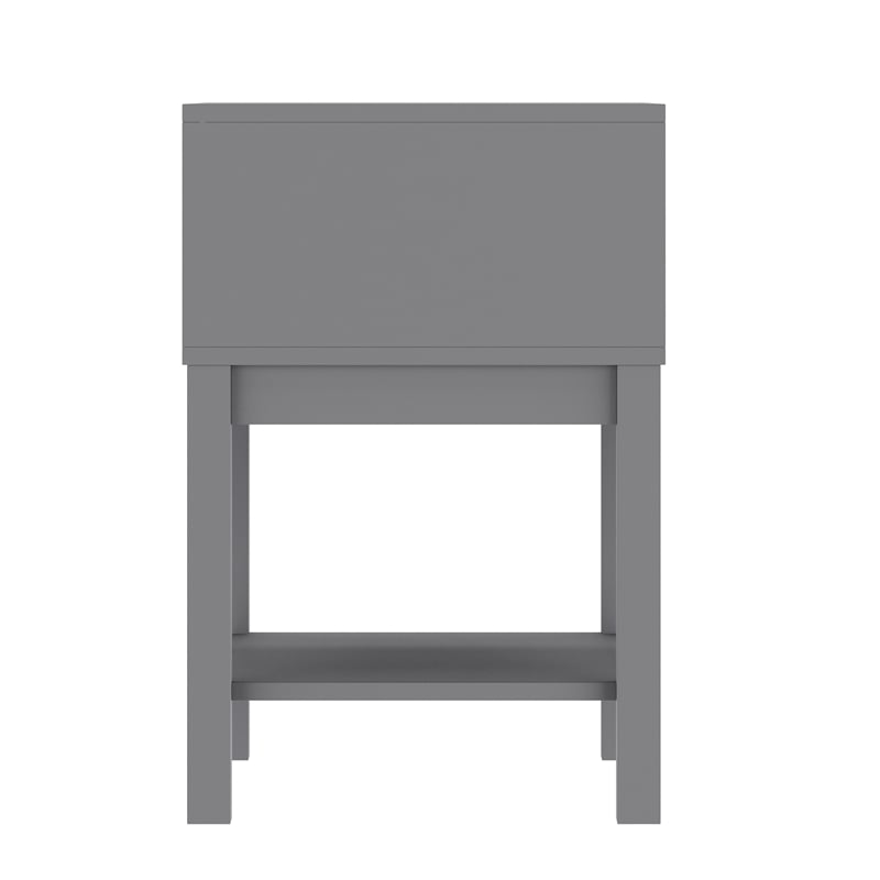 Pemberly Row Kids Nightstand with Storage Drawer and Shelf in Gray