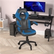 Pemberly Row Office Gaming Chair with Skater Wheels and Flip Up Arms in Blue