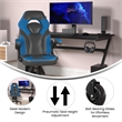 Pemberly Row Office Gaming Chair with Skater Wheels and Flip Up Arms in Blue