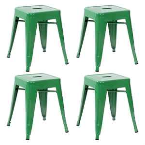Pemberly Row 18&quot Stackable Metal Dining Stool Set of 4 in Green