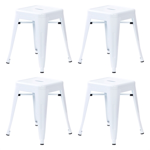 Pemberly Row 18&quot Stackable Metal Dining Stool Set of 4 in White