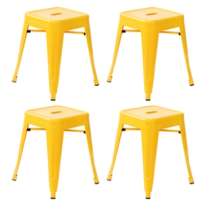 Pemberly Row 18&quot Stackable Metal Dining Stool Set of 4 in Yellow