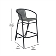 Pemberly Row Indoor/Outdoor Rattan Restaurant Barstool with Black Frame in Gray