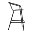Pemberly Row Indoor/Outdoor Rattan Restaurant Barstool with Black Frame in Gray