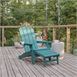 Pemberly Row Adirondack Chair with Pullout Ottoman & Cupholder in Blue