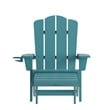 Pemberly Row Adirondack Chair with Pullout Ottoman & Cupholder in Blue