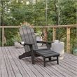 Pemberly Row Adirondack Chair with Pullout Ottoman & Cupholder in Gray