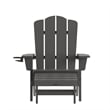 Pemberly Row Adirondack Chair with Pullout Ottoman & Cupholder in Gray