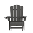 Pemberly Row Adirondack Chair with Pullout Ottoman & Cupholder in Gray