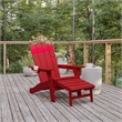 Pemberly Row Adirondack Chair with Pullout Ottoman & Cupholder in Red