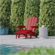 Pemberly Row Adirondack Chair with Pullout Ottoman & Cupholder in Red