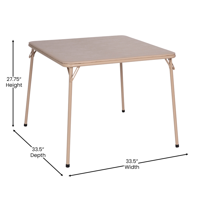 Pemberly Row 5 Piece Folding Card Table & Chair Set with Upholstered Top in Tan